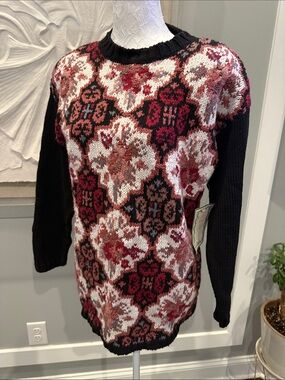 NWT Deadstock VTG Rachel Max Handknit Sweater Small Floral